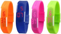 Omen Led Magnet Band Combo of 4 Orange, Blue, Pink And Green Digital Watch  - For Men & Women   Watches  (Omen)