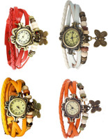 View NS18 Vintage Butterfly Rakhi Combo of 4 Red, Yellow, White And Orange Analog Watch  - For Women Wrist Watches Price Online(NS18)