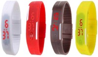 Omen Led Magnet Band Combo of 4 White, Red, Brown And Yellow Digital Watch  - For Men & Women   Watches  (Omen)