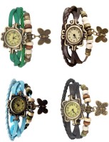 Omen Vintage Rakhi Combo of 4 Green, Sky Blue, Brown And Black Analog Watch  - For Women   Watches  (Omen)