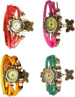 Omen Vintage Rakhi Combo of 4 Red, Yellow, Pink And Green Analog Watch  - For Women   Watches  (Omen)