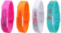 Omen Led Magnet Band Combo of 4 Pink, Orange, White And Sky Blue Digital Watch  - For Men & Women   Watches  (Omen)