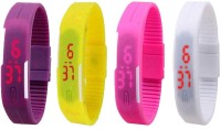Omen Led Magnet Band Combo of 4 Purple, Yellow, Pink And White Digital Watch  - For Men & Women   Watches  (Omen)