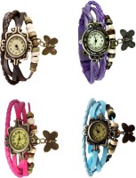 Omen Vintage Rakhi Combo of 4 Brown, Pink, Purple And Sky Blue Analog Watch  - For Women   Watches  (Omen)