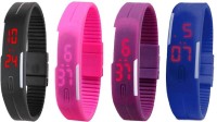 Omen Led Magnet Band Combo of 4 Black, Pink, Purple And Blue Digital Watch  - For Men & Women   Watches  (Omen)