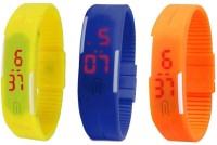 Omen Led Band Watch Combo of 3 Yellow, Blue And Orange Digital Watch  - For Couple   Watches  (Omen)