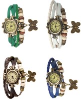 Omen Vintage Rakhi Combo of 4 Green, Brown, White And Blue Analog Watch  - For Women   Watches  (Omen)