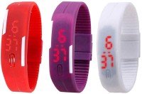 Omen Led Band Watch Combo of 3 Red, Purple And White Digital Watch  - For Couple   Watches  (Omen)