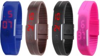 Omen Led Magnet Band Combo of 4 Blue, Brown, Black And Pink Digital Watch  - For Men & Women   Watches  (Omen)