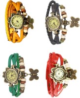 Omen Vintage Rakhi Combo of 4 Yellow, Green, Black And Red Analog Watch  - For Women   Watches  (Omen)