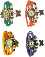 Omen Vintage Rakhi Combo of 4 Green, Yellow, Orange And Purple Analog Watch  - For Women   Watches  (Omen)