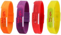 Omen Led Magnet Band Combo of 4 Orange, Purple, Red And Yellow Digital Watch  - For Men & Women   Watches  (Omen)