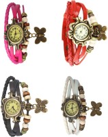 Omen Vintage Rakhi Combo of 4 Pink, Black, Red And White Analog Watch  - For Women   Watches  (Omen)