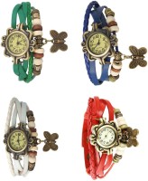 Omen Vintage Rakhi Combo of 4 Green, White, Blue And Red Analog Watch  - For Women   Watches  (Omen)