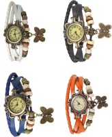 Omen Vintage Rakhi Combo of 4 White, Blue, Black And Orange Analog Watch  - For Women   Watches  (Omen)