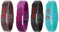 Omen Led Magnet Band Combo of 4 Brown, Purple, Black And Sky Blue Digital Watch  - For Men & Women   Watches  (Omen)