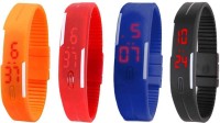 Omen Led Magnet Band Combo of 4 Orange, Red, Blue And Black Digital Watch  - For Men & Women   Watches  (Omen)