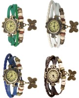 Omen Vintage Rakhi Combo of 4 Green, Blue, White And Brown Analog Watch  - For Women   Watches  (Omen)