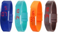 Omen Led Magnet Band Combo of 4 Blue, Sky Blue, Orange And Brown Digital Watch  - For Men & Women   Watches  (Omen)