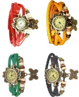 Omen Vintage Rakhi Combo of 4 Red, Green, Yellow And Black Analog Watch  - For Women   Watches  (Omen)
