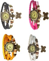 NS18 Vintage Butterfly Rakhi Combo of 4 Black, Yellow, Pink And White Analog Watch  - For Women   Watches  (NS18)
