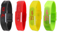 View Omen Led Magnet Band Combo of 4 Black, Red, Yellow And Green Digital Watch  - For Men & Women Wrist Watches Price Online(Omen)