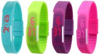 Omen Led Magnet Band Combo of 4 Sky Blue, Green, Purple And Pink Digital Watch  - For Men & Women   Watches  (Omen)