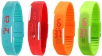 Omen Led Magnet Band Combo of 4 Sky Blue, Red, Orange And Green Digital Watch  - For Men & Women   Watches  (Omen)