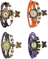 Omen Vintage Rakhi Combo of 4 Brown, Black, Orange And Purple Analog Watch  - For Women   Watches  (Omen)