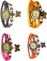 NS18 Vintage Butterfly Rakhi Combo of 4 Black, Pink, Yellow And Orange Analog Watch  - For Women   Watches  (NS18)