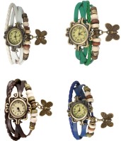 Omen Vintage Rakhi Combo of 4 White, Brown, Green And Blue Analog Watch  - For Women   Watches  (Omen)