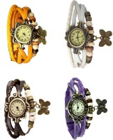 Omen Vintage Rakhi Combo of 4 Yellow, Brown, White And Purple Analog Watch  - For Women   Watches  (Omen)