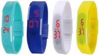 Omen Led Magnet Band Combo of 4 Sky Blue, Blue, White And Yellow Digital Watch  - For Men & Women   Watches  (Omen)