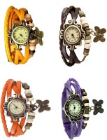 Omen Vintage Rakhi Combo of 4 Yellow, Orange, Brown And Purple Analog Watch  - For Women   Watches  (Omen)