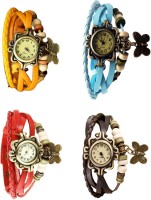 Omen Vintage Rakhi Combo of 4 Yellow, Red, Sky Blue And Brown Analog Watch  - For Women   Watches  (Omen)