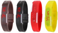 Omen Led Magnet Band Combo of 4 Brown, Black, Red And Yellow Digital Watch  - For Men & Women   Watches  (Omen)