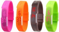 Omen Led Magnet Band Combo of 4 Pink, Orange, Brown And Green Digital Watch  - For Men & Women   Watches  (Omen)