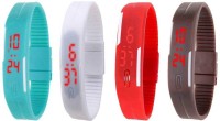 Omen Led Magnet Band Combo of 4 Sky Blue, White, Red And Brown Digital Watch  - For Men & Women   Watches  (Omen)