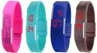 Omen Led Magnet Band Combo of 4 Pink, Sky Blue, Blue And Brown Digital Watch  - For Men & Women   Watches  (Omen)