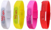 Omen Led Magnet Band Combo of 4 White, Yellow, Pink And Red Digital Watch  - For Men & Women   Watches  (Omen)