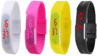 Omen Led Magnet Band Combo of 4 White, Pink, Yellow And Black Digital Watch  - For Men & Women   Watches  (Omen)