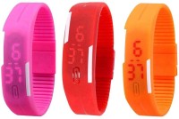 Omen Led Band Watch Combo of 3 Pink, Red And Orange Digital Watch  - For Couple   Watches  (Omen)