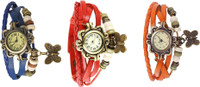 View Omen Vintage Rakhi Watch Combo of 3 Blue, Red And Orange Analog Watch  - For Women Wrist Watches Price Online(Omen)