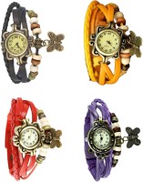 Omen Vintage Rakhi Combo of 4 Black, Red, Yellow And Purple Analog Watch  - For Women   Watches  (Omen)