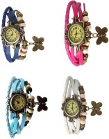 Omen Vintage Rakhi Combo of 4 Blue, Sky Blue, Pink And White Analog Watch  - For Women   Watches  (Omen)