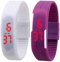 Omen Led Band Watch Combo of 2 White And Purple Digital Watch  - For Couple   Watches  (Omen)