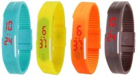Omen Led Magnet Band Combo of 4 Sky Blue, Yellow, Orange And Brown Digital Watch  - For Men & Women   Watches  (Omen)