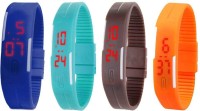 Omen Led Magnet Band Combo of 4 Blue, Sky Blue, Brown And Orange Digital Watch  - For Men & Women   Watches  (Omen)