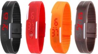 Omen Led Magnet Band Combo of 4 Black, Red, Orange And Brown Digital Watch  - For Men & Women   Watches  (Omen)