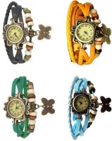 Omen Vintage Rakhi Combo of 4 Black, Green, Yellow And Sky Blue Analog Watch  - For Women   Watches  (Omen)